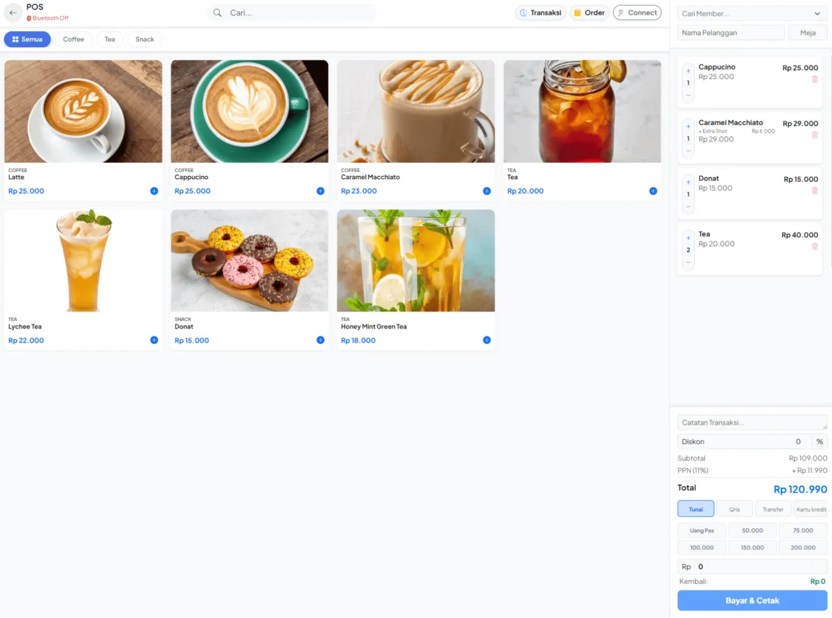 Tampilan Point Of Sales di PC
